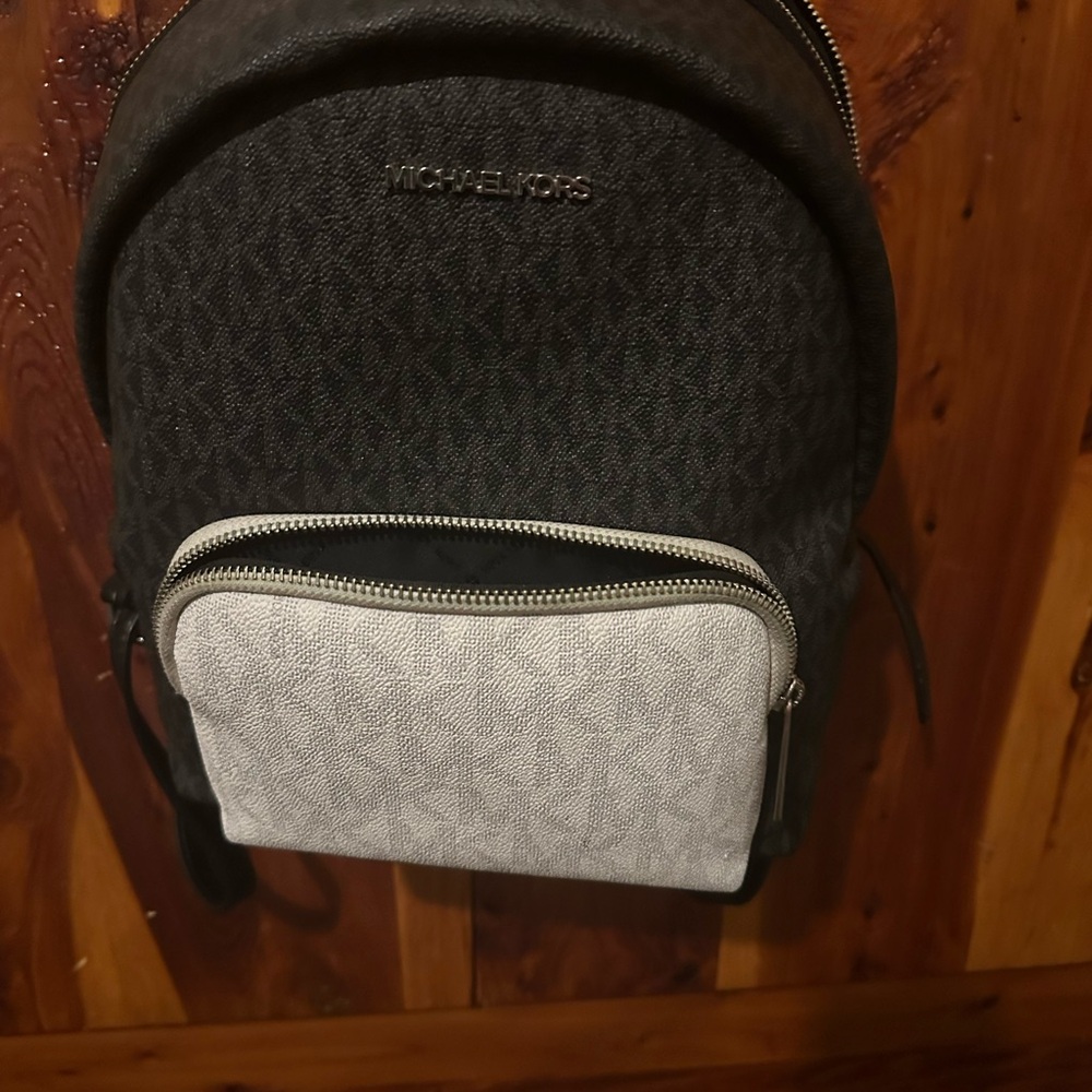 Michael Kors Black and Gray Backpack with Monogram Design with Wallet included 👜